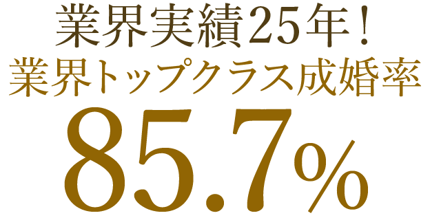 業界実績25年！業界トップクラス成婚率85.7％