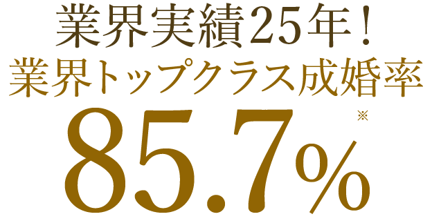 業界実績25年！業界トップクラス成婚率85.7％